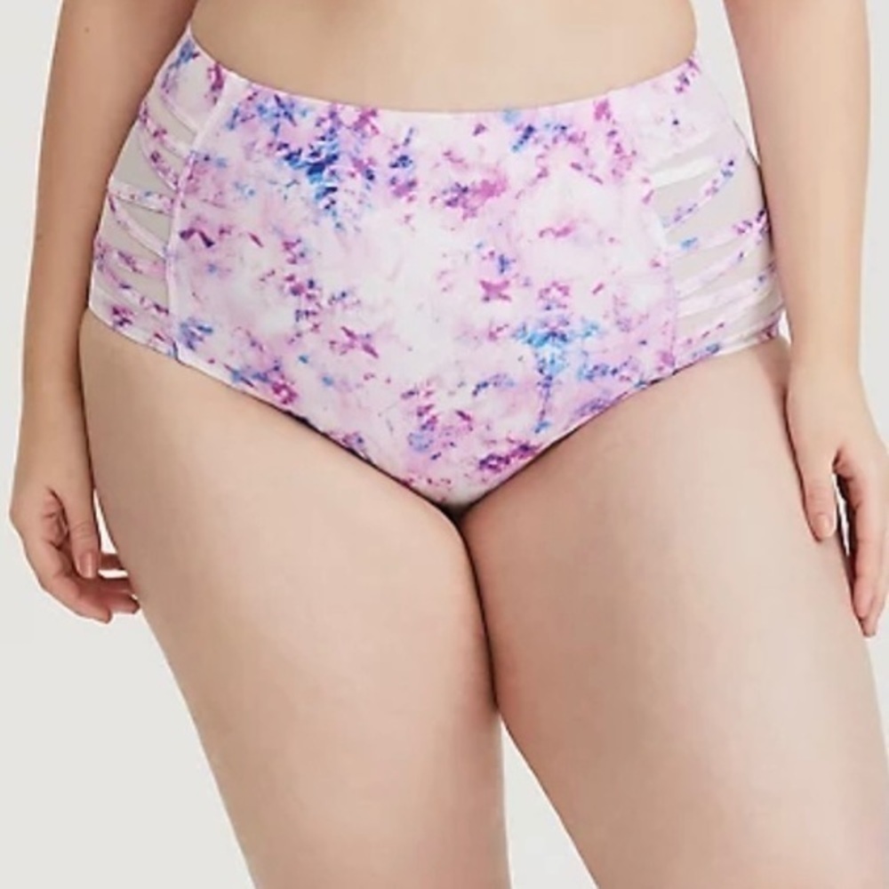 TORRID MULTICOLOR HIGH WAIST LATTICE SWIM BOTTOM - Picture 3 of 7